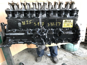 1987-89 JEEP WRANGLER YJ MOTOR 4.2L ENGINE AMC REBUILT WARRANTY REMANUFACTURED