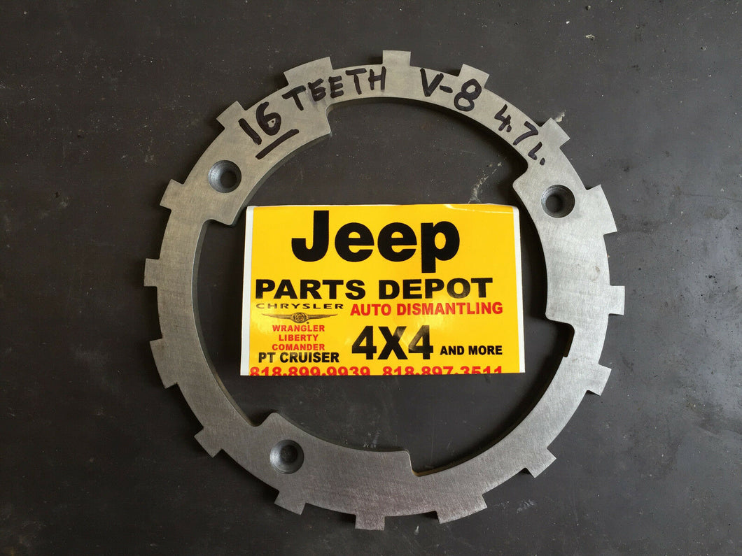 JEEP DODGE 4.7 L. RELUCTOR RING 16 TEETH TONE WHEEL CRANK SHAFT 8 CYLINDER